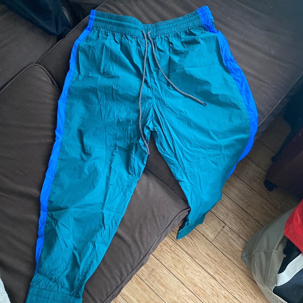 Shein windbreaker pants (green w/ blue stripe)